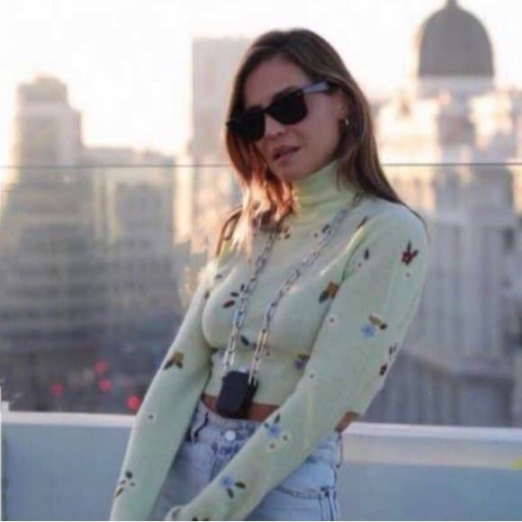 NWOT Zara Mint Green Wool Blend Floral Embroidered Mock Neck Sweater ~ L - Picture 3 of 12